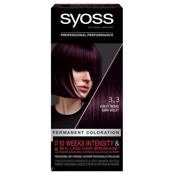 SHORT LIFE - Vopsea de Par Permanenta - Syoss Professional Performance Permanent Coloration Baseline, nuanta 3_3 Dark Violet