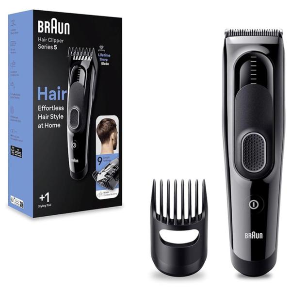 Aparat de Tuns - Braun Hair Clipper Series 5 HC5310, Acumulator, 50 min Autonomie, SafetyLock, negru