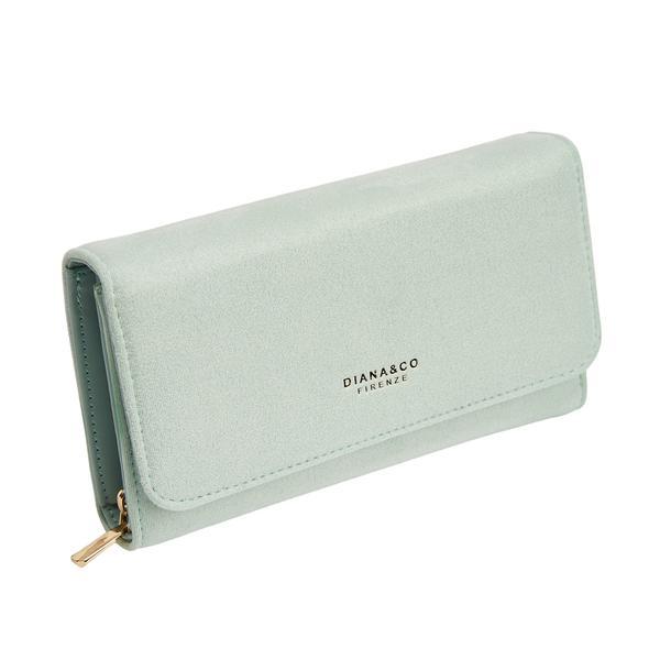 Portofel RoyalVelvet Verde-Menta cu Clapeta si Aspect de Catifea