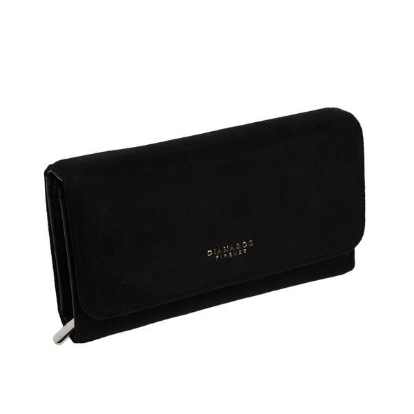 Portofel RoyalVelvet Negru cu Clapeta si Aspect de Catifea
