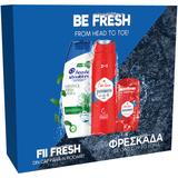 Set Cadou pentru Barbati - Sampon Head&Shoulders Menthol Fresh, 225 ml + Gel de Dus Old Spice 3in1 Whitewater, 250 ml + Deodorant Stick Old Spice Whitewater, 50 ml