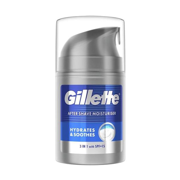 After-Shave Balsam 3 in 1 - Gillette After Shave Hydrates & Soothes 3 in 1 with SPF15, 50 ml