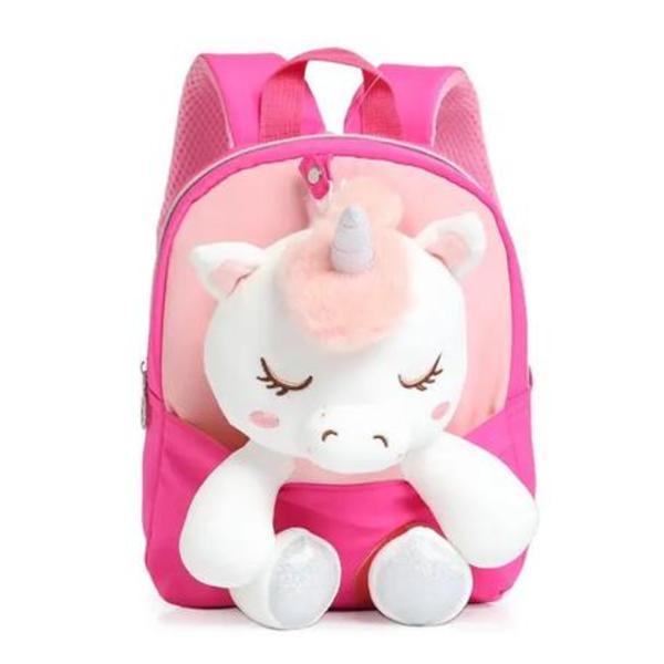 Rucsac Mini Unicorn din Plus, cu Design 3D, Potrivit pentru Copii Mici pentru Gradinita sau Scoala, PINK Smile
