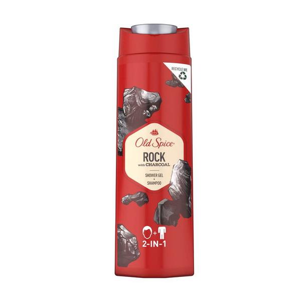 Gel de Dus si Sampon pentru Barbati - Old Spice Rock Shower Gel + Shampoo 2in1 with Charcoal, 400 ml