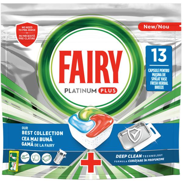 Detergent Capsule pentru Masina de Spalat Vase - Fairy Platinum Plus Deep Clean, 13 capsule