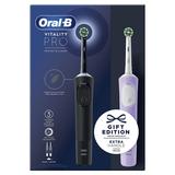 Pachet Periute de Dinti Electrice - Oral-B Vitality Pro Duo Pack, Negru/Mov, 1 pachet