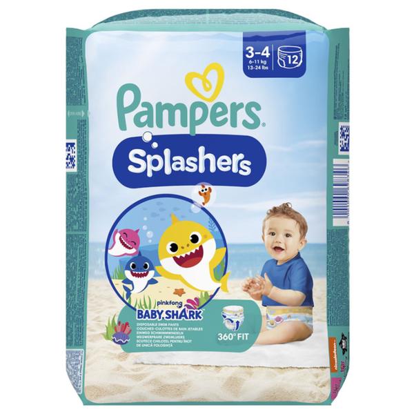 Scutece Chilotel pentru Inot - Pampers Splashers Pinkfong Baby Shark, marimea 3-4 (6-11 kg), 12 buc