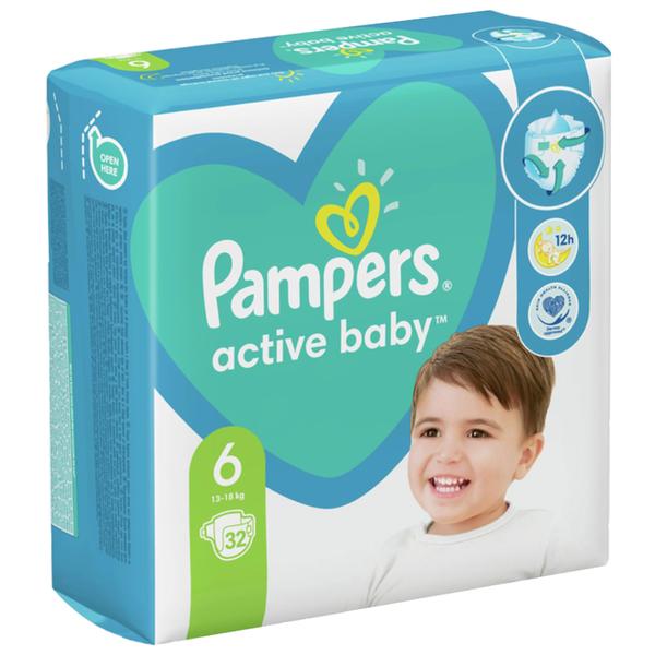 Scutece pentru Bebelusi - Pampers Active Baby, marimea 6 (13-18 kg), 32 buc