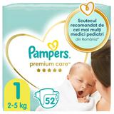 Scutece pentru Nou-nascuti - Pampers Premium Care Newborn, marimea 1 (2-5 kg), 52 buc