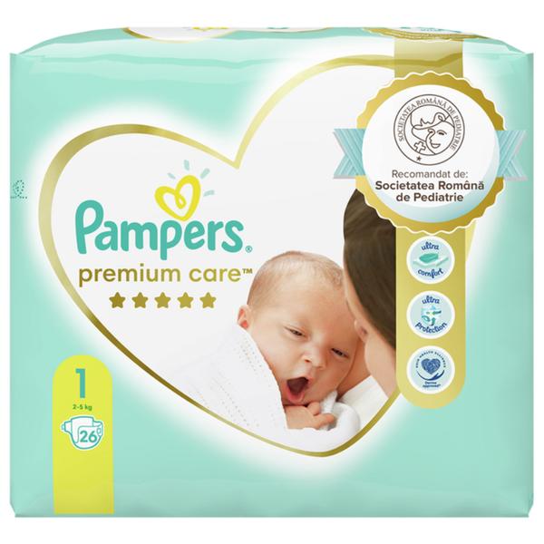Scutece pentru Nou-nascuti - Pampers Premium Care Newborn, marimea 1 (2-5 kg), 26 buc