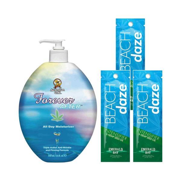Pachet pentru plaja, Australian Gold, Forever After Sun Lotiune 650ml + Beach Daze Intensificator Bronz 15ml
