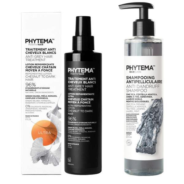 Set Tratament repigmentare, Ultra, Positiv&#039;Hair si Sampon BIO anti-matreata, Shampooing antipelliculaire, Phytema 150ml + 250ml
