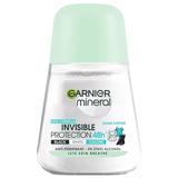 Deodorant Antiperspirant Roll-on - Garnier Mineral Invisible Protection 48h Black White Colors Clean Cotton, 50 ml