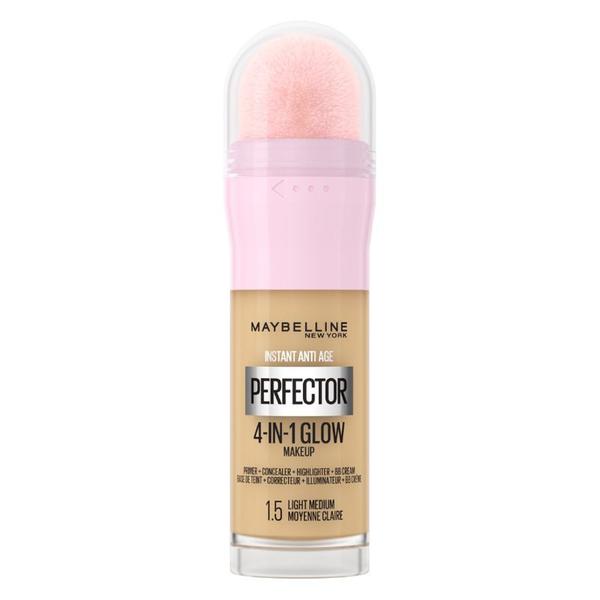 Fond de Ten Maybelline New York - Instant Anti-Age Perfector 4 in 1 Glow, nuanta 1.5 Light Medium, 20 ml