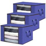 Set 3 Cutii pentru Depozitare si Organizare Mari Teno®, 105 L, 70x50x30 cm, albastru