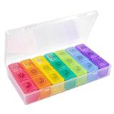 Cutie Organizatoare de Medicamente Teno®, pastile si vitamine, 7 zile, recipiente detasabile, compacta, 20 x 11 cm, multicolor