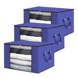 Set 3 Cutii pentru Depozitare si Organizare Mici Teno®, 60 L, 46x48x28 cm, albastru