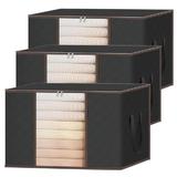 Set 3 Cutii pentru Depozitare si Organizare Mari Teno®, 105 L, 70x50x30 cm, negru