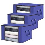 Set 3 Cutii pentru Depozitare si Organizare Medii Teno®, 84 L, 60x40x35 cm, albastru
