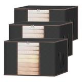 Set 3 Cutii pentru Depozitare si Organizare Medii Teno®, 84 L, 60x40x35 cm, negru