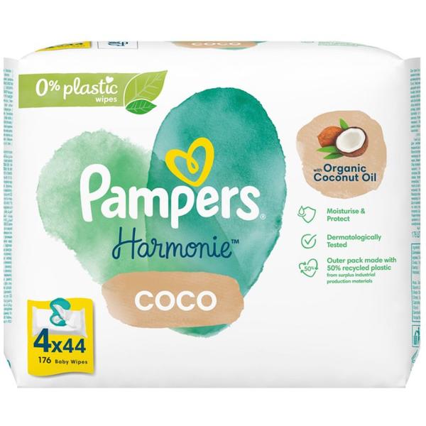 Pachet Servetele Umede Pentru Copii - Pampers Harmonie Coco, 4 x 44 buc