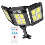Lampa Solara Stradala 12 Led-uri Teno®, 3 capete, control prin telecomanda, Waterproof, exterior, negru