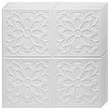 Set 30x Tapet 3D Teno®, suprafata acoperire 14.7 mp, autoadeziv, Model Floare Patrat, 70x77 cm, alb