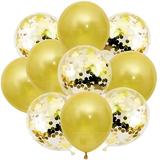 Set 10 Baloane Teno®, Confeti, pentru Petreceri/Aniversari/Evenimente, o singura dimensiune, 2 culori, latex, gold