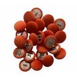 Set 25 nasturi metalici cu picior rotunzi, imbracati in catifea portocaliu 1.5 cm marimea 28
