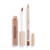 Kit pentru Buze: Creion + Ruj Lichid - Makeup Revolution Lip Contour Kit, nuanta Lover, 1 buc
