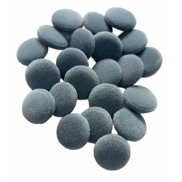 Set 25 nasturi metalici cu picior rotunzi, imbracati in catifea albastru 1.5 cm marimea 28