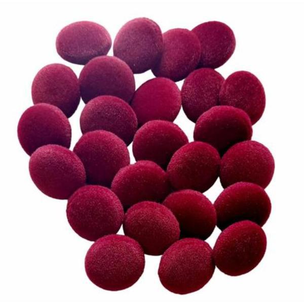 Set 25 nasturi metalici cu picior rotunzi, imbracati in catifea visiniu 1.5 cm marimea 28