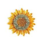 Brosa Sunflower, aurie, decorata cu zirconiu, in forma de floarea soarelui