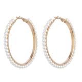 Cercei Marisa, rotunzi, aurii, decorati cu perle - Colectia Universe of Pearls