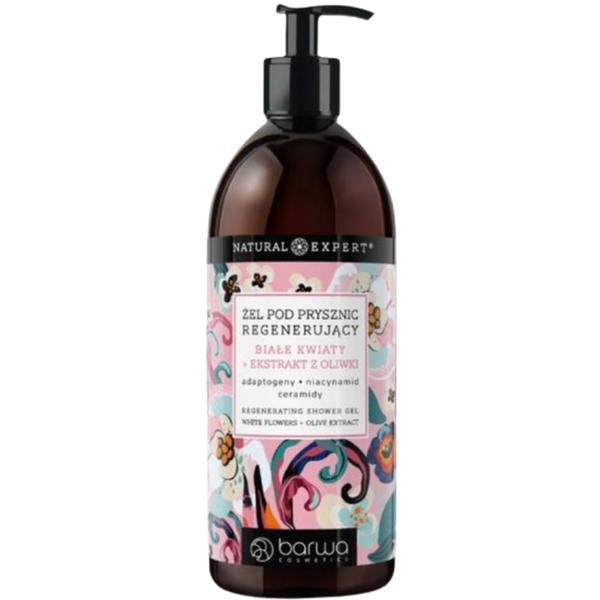 Gel de dus regenerant Natural Expert cu flori albe si extract de masline, Barwa Cosmetics, 480 ml