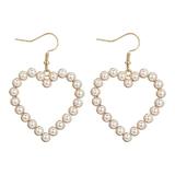 Cercei Cynthia, aurii, in forma de inima, decorati cu perle - Colectia Universe of Pearls
