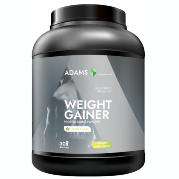 Complex Proteic cu Multivitamine pentru Cresterea in Greutate Weight Gainer Adams Supplements (vanilie), 1.5 kg