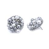 Cercei eleganti rotunzi alb argintii cu perle si cristale, Sparkle, Corizmi