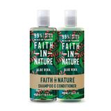 Set Sampon si Balsam cu Aloe Vera pentru Par Normal / Uscat - Faith in Nature Shampoo + Conditioner Aloe Vera, 2 x 400 ml, 1 set