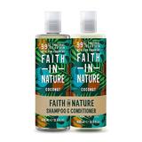 Set Sampon si Balsam Hidratant cu Cocos pentru Par Normal / Uscat - Faith in Nature Hydrating Shampoo + Conditioner Cocos, 2 x 400 ml, 1 set