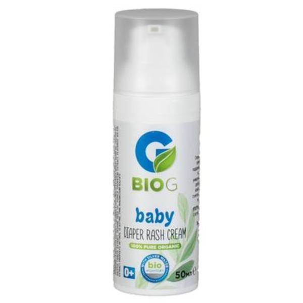 Crema organica pentru zona scutecului bebelușului BIO G BABY 50 ml cu Ulei de germeni de grâu, Extract de mușețel și Pătlagină