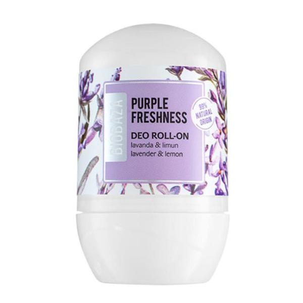 Deodorant Natural pe Baza de Piatra de Alaun pentru Femei cu Lavanda si Bergamota - Biobaza Deo Roll-On Purple Freshness, 50 ml