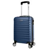 Troler bagaj de mana, cabina avion,  Model Line, 4 roti duble cu rotatie 360°, maner telescopic, cifru, 55 x 35 x 20 cm, Abs, Bleumarin