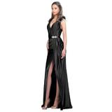 Rochie lunga de seara, fara maneci, culoare negru, marimea 42