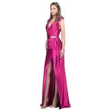 Rochie lunga de seara, fara maneci, culoare magenta, marime 42