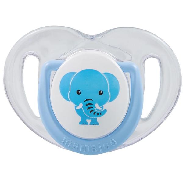 Suzeta cu Design Ortodontic din Silicon si Cutie de Depozitare - Mamajoo Elefant & Cutie Albastra, 6 m+, 1 buc