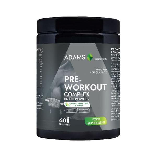 Complex Pre-Workout cu Aroma de Lamaie - Adams Supplements Drink Powder Lemon & Lemon Twist Flavour, 360 g
