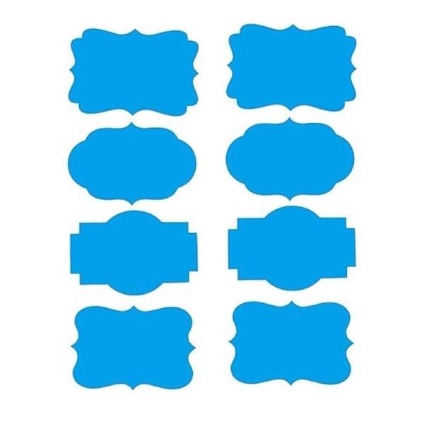 Set 40 Etichete autoadezive, albastru, de scris cu markerul, diverse forme, 4x8 cm