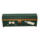 Cutie din lemn personalizata, pentru sticla de vin, cufar Handmade Piksel, verde