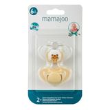 Set Suzete cu Design Ortodontic din Silicon - Mamajoo Tigru/Ecru, 6 m+, 2 buc